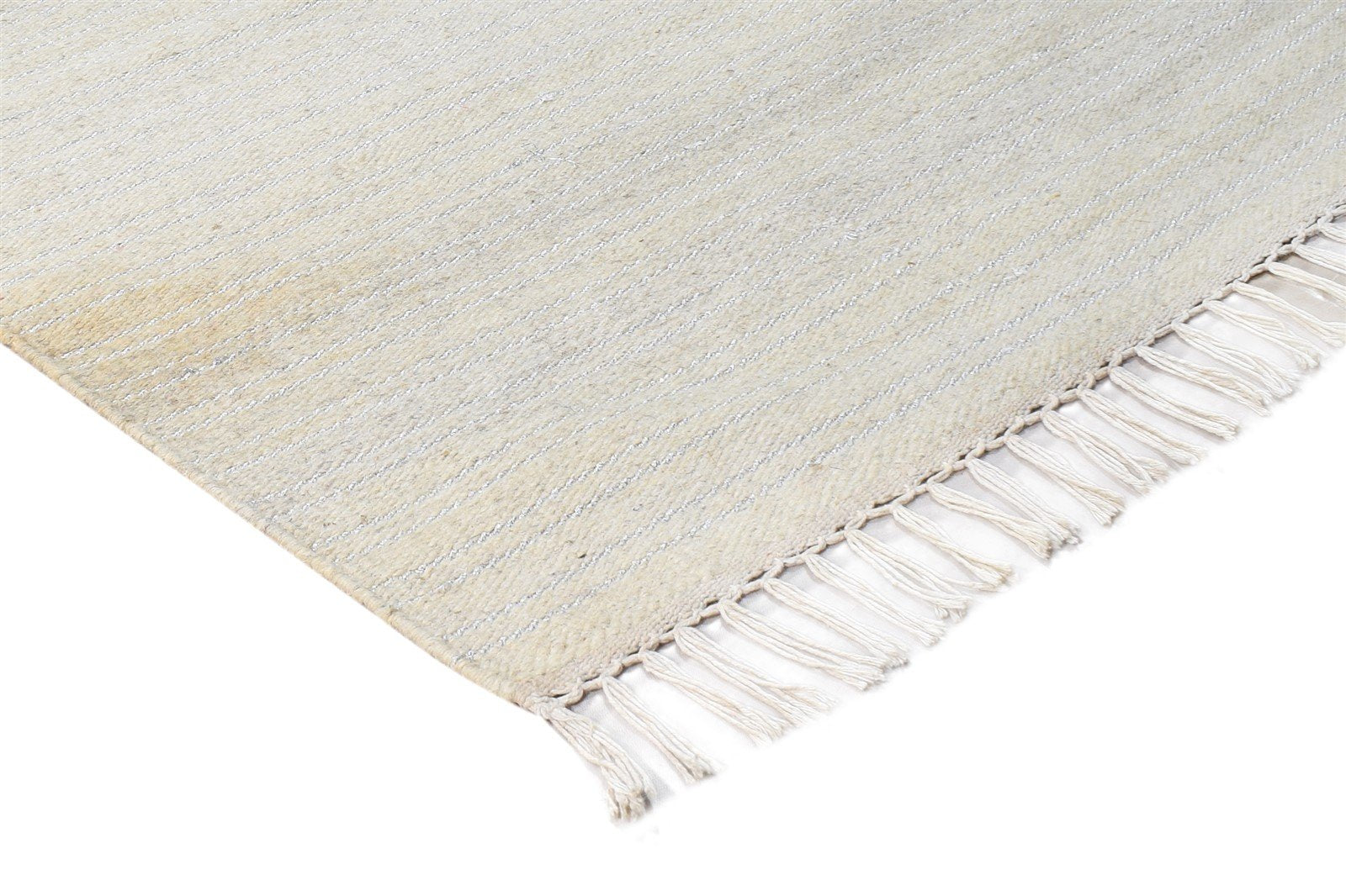 Wool Beige Rug 2'6 X 4' Modern Dhurrie Scandinavian Solid Small Carpet 