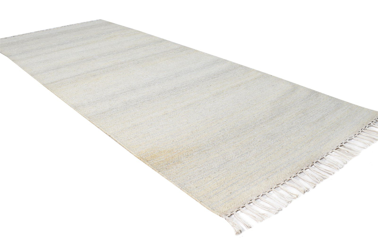 Wool Beige Rug 2'6 X 4' Modern Dhurrie Scandinavian Solid Small Carpet 