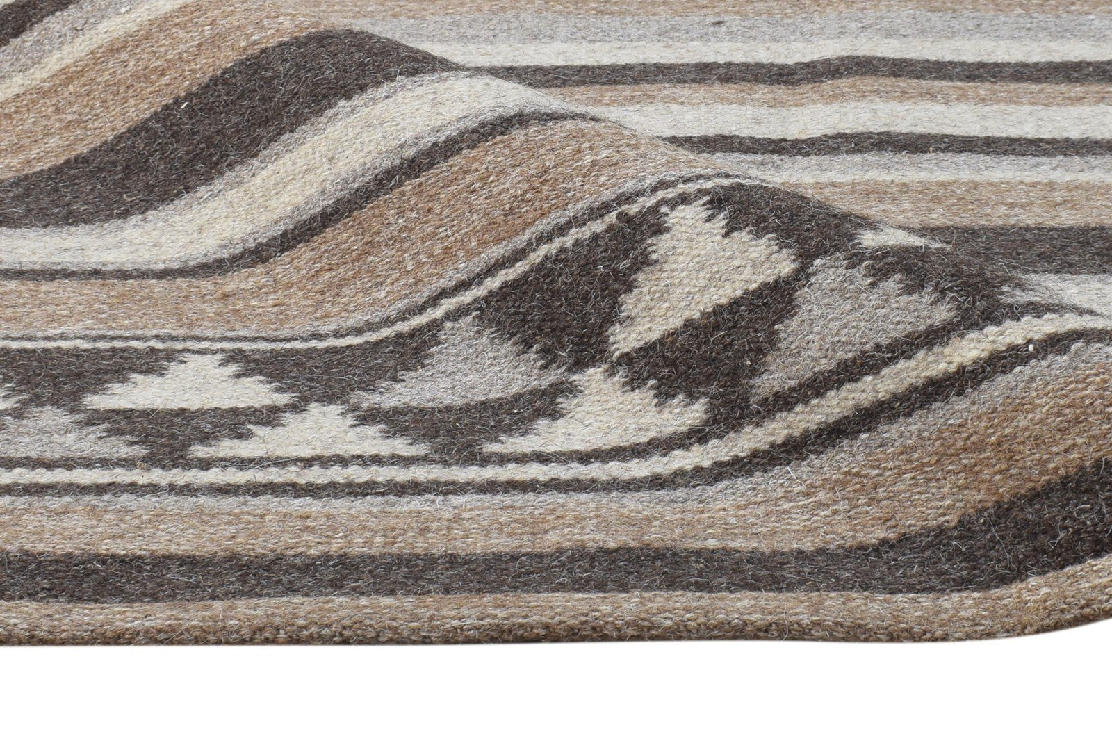 Wool Brown Rug 3' X 5' Tribal Dhurrie American Southwestern Room Size Carpet 