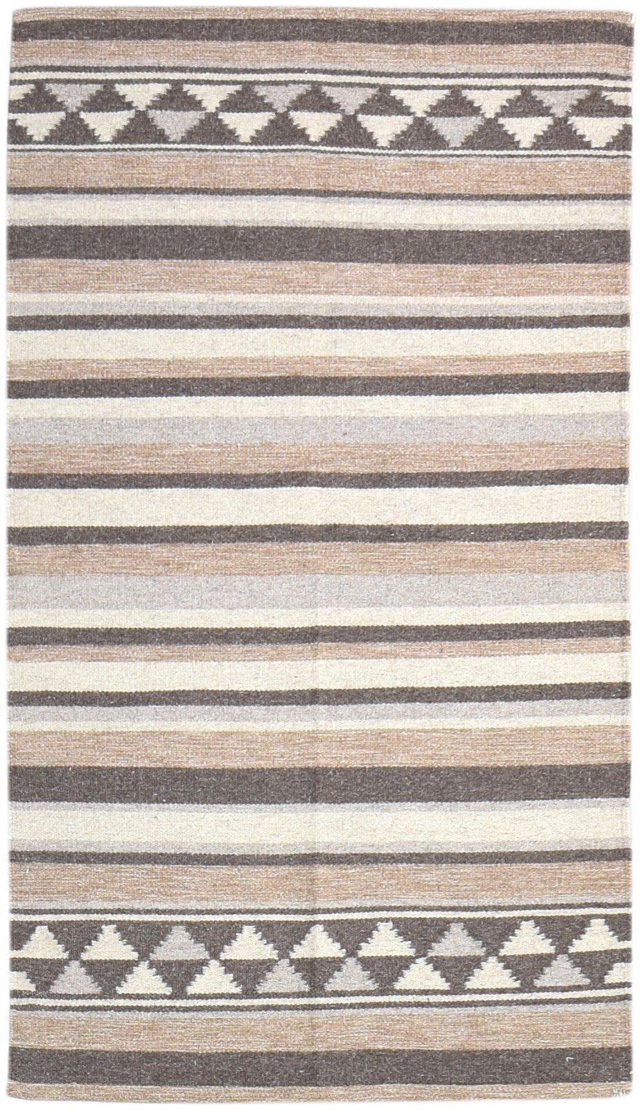 Wool Brown Rug 3' X 5' Tribal Dhurrie American Southwestern Room Size Carpet 