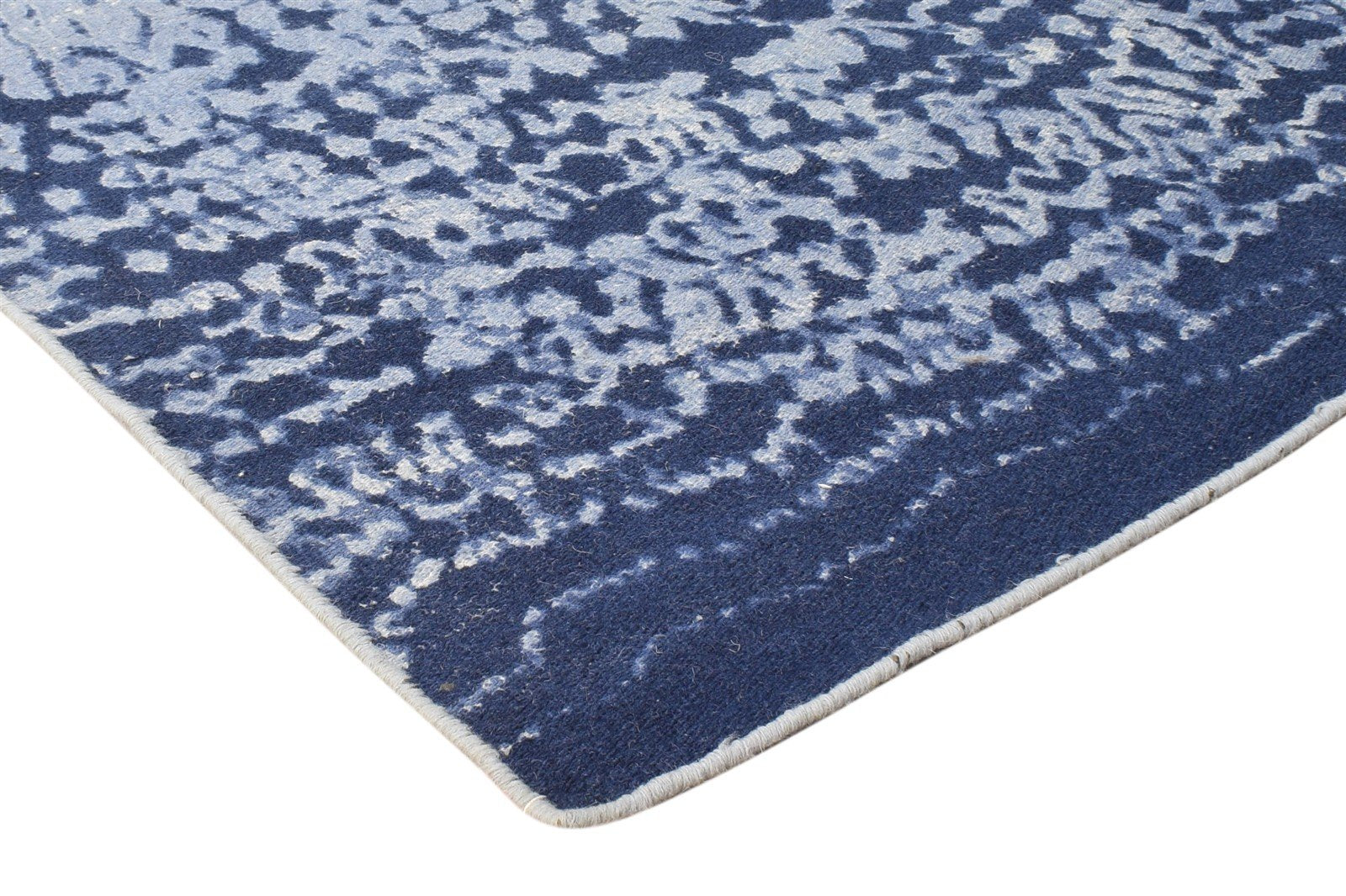 4' X 5' Rug Wool Blue Modern Dhurrie American Abstract Room Size Carpet 