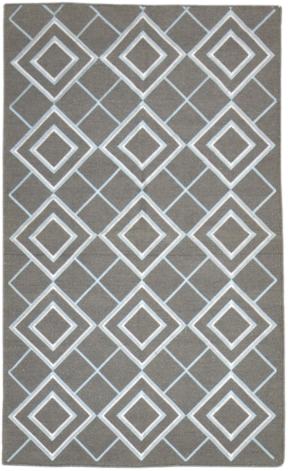 Brown Wool / Silk Rug 3X5 Modern Dhurrie Moroccan Geometric Room Size Carpet 