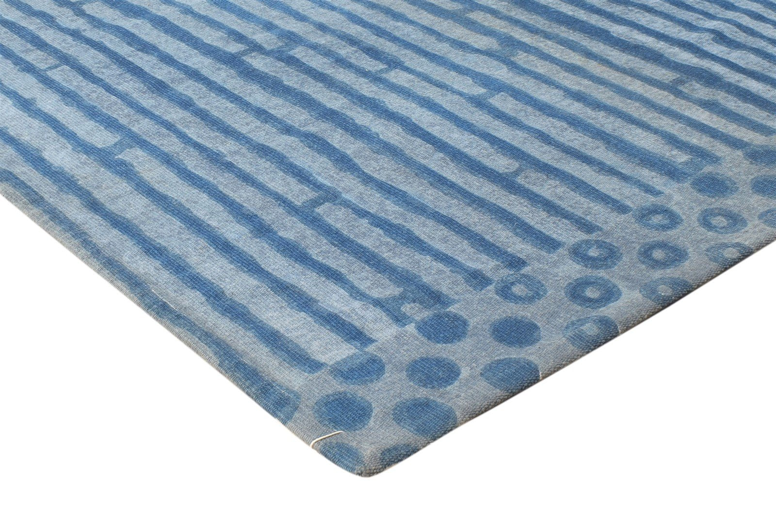 Wool Blue Rug 4' X 6' Modern Dhurrie American Abstract Room Size Carpet 