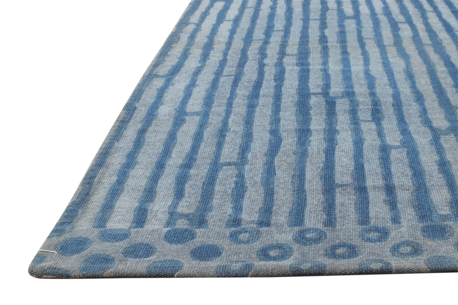 Wool Blue Rug 4' X 6' Modern Dhurrie American Abstract Room Size Carpet 