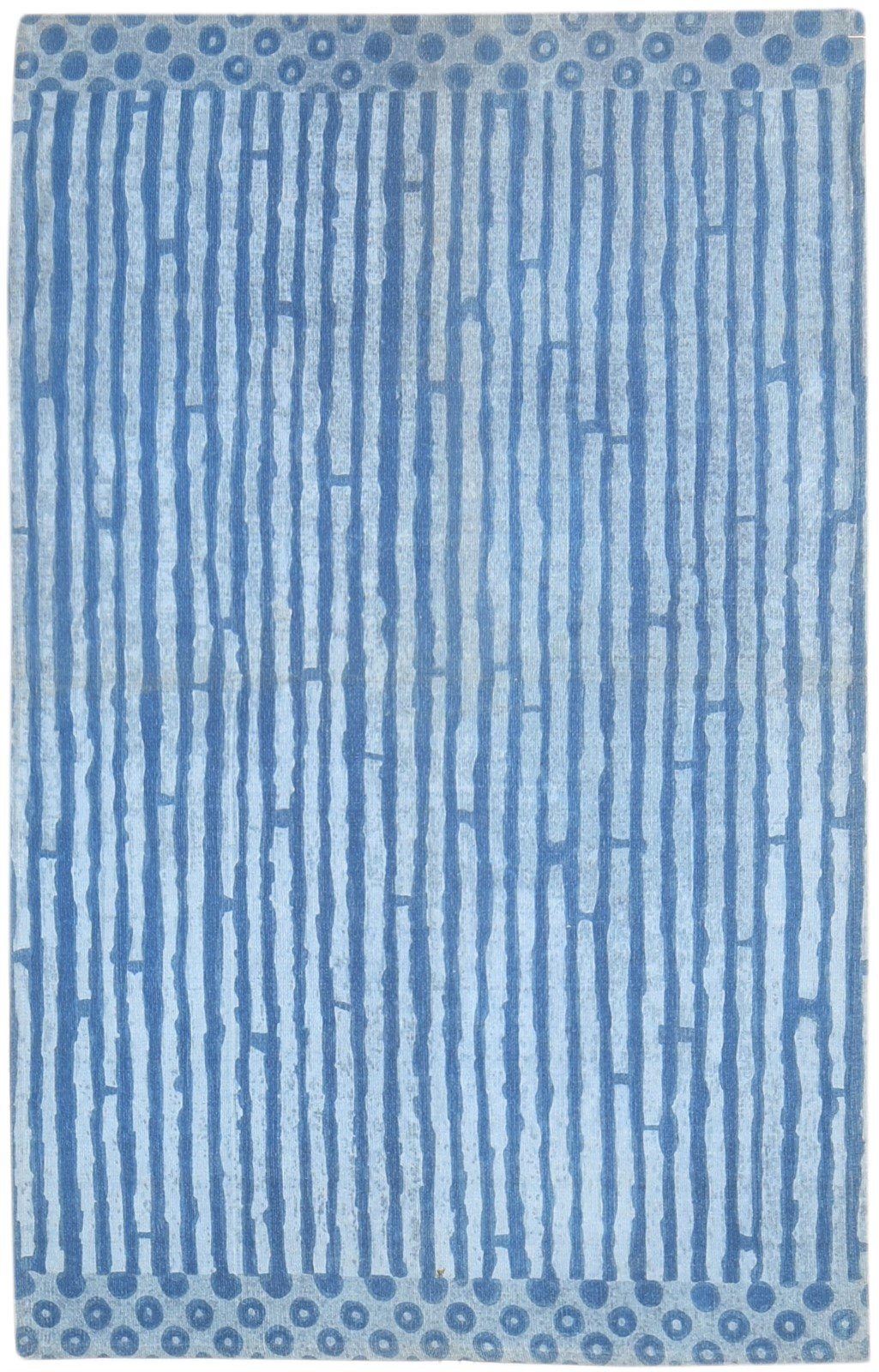 Wool Blue Rug 4' X 6' Modern Dhurrie American Abstract Room Size Carpet 