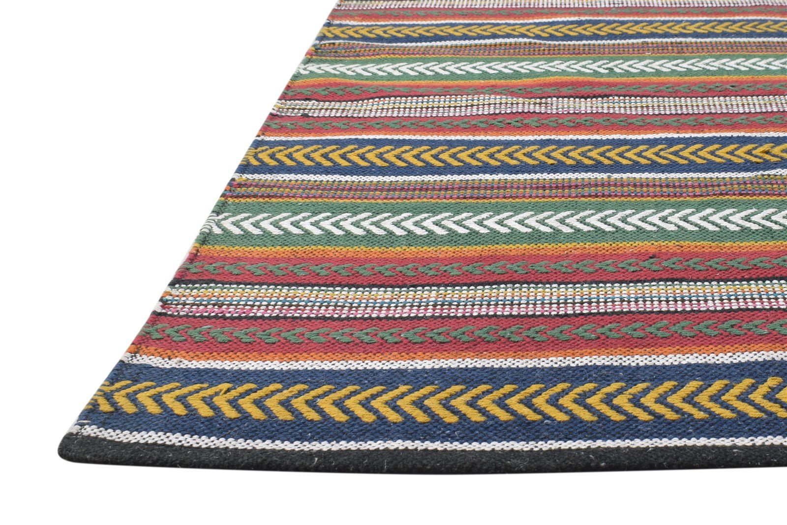 4' X 6' Rug Wool Red Tribal Dhurrie Southwestern Striped Room Size Carpet 