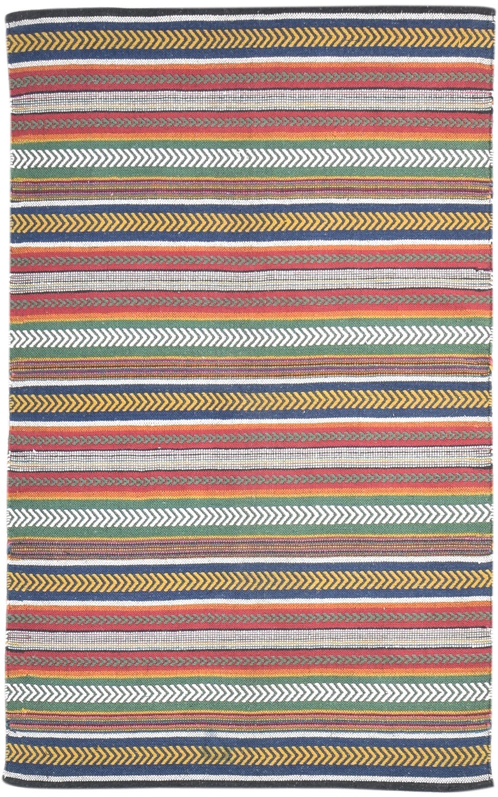 4' X 6' Rug Wool Red Tribal Dhurrie Southwestern Striped Room Size Carpet 