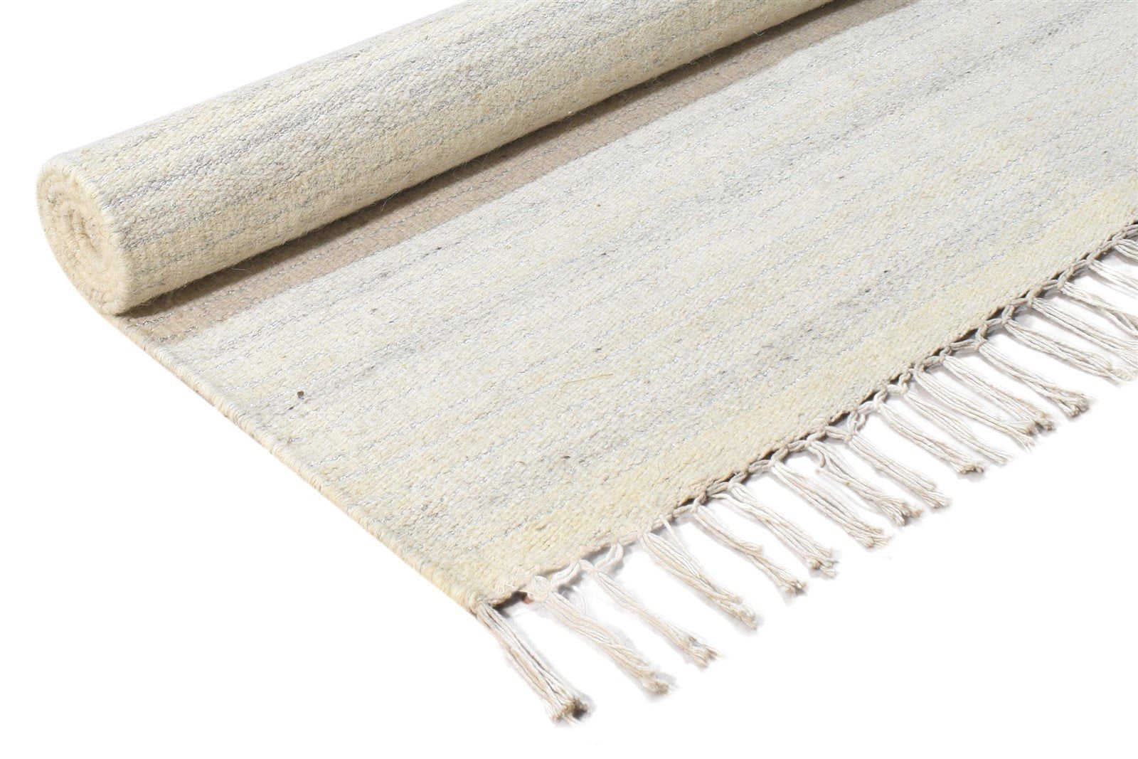 Dhurrie Beige Wool Rug 3' X 5' Modern Scandinavian Solid Small Carpet 