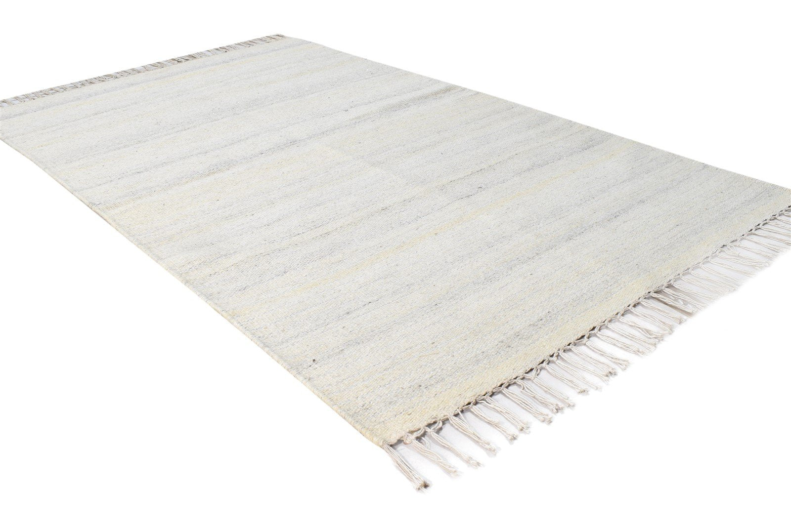 Dhurrie Beige Wool Rug 3' X 5' Modern Scandinavian Solid Small Carpet 