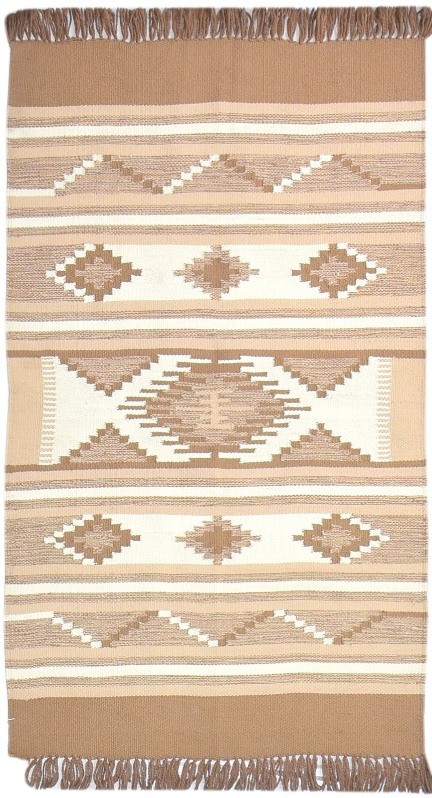 Dhurrie Brown Cotton Rug 3' X 5' Tribal American Southwestern Small Carpet 