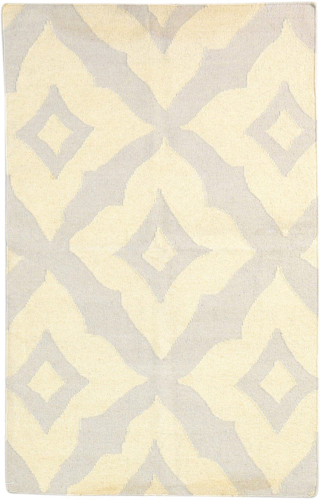 3' X 6' Rug Wool Beige Modern Dhurrie Moroccan Trellis Room Size Carpet 