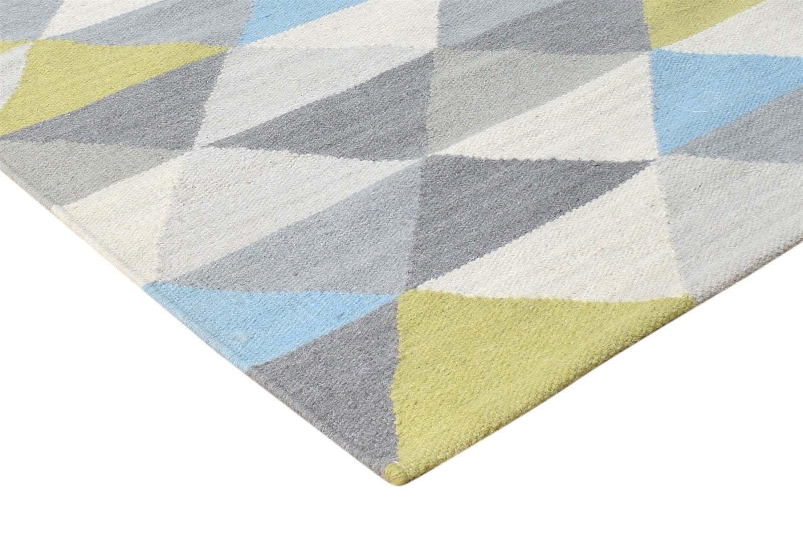 2'6 X 7' Rug Wool Grey Modern Dhurrie American Triangles Small Runner 