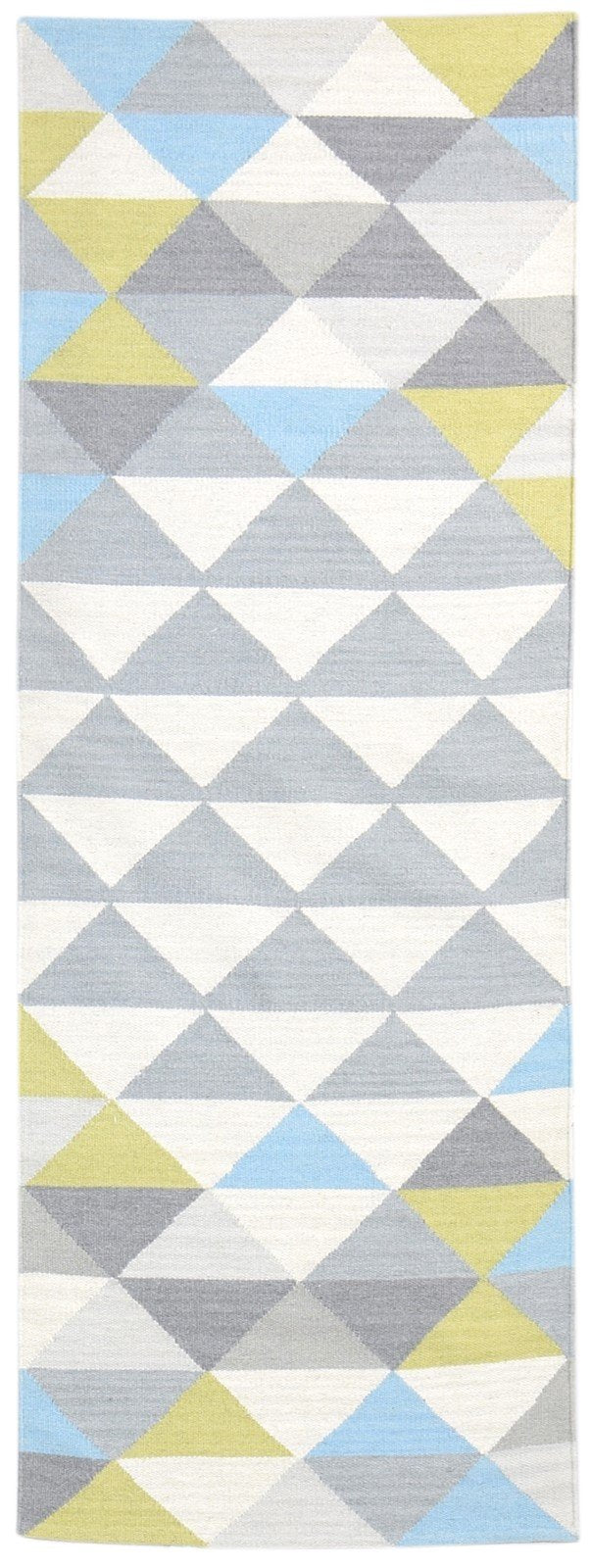 2'6 X 7' Rug Wool Grey Modern Dhurrie American Triangles Small Runner 