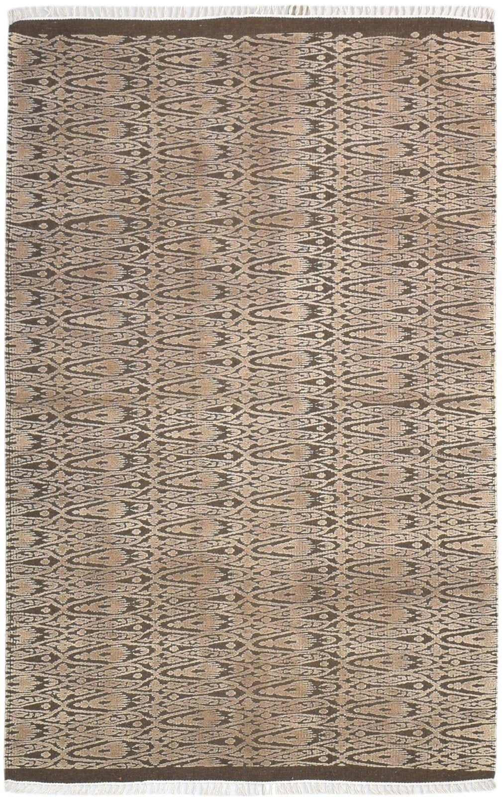 Dhurrie Brown Wool Rug 4' X 6' Modern Scandinavian Nordic Room Size Carpet 