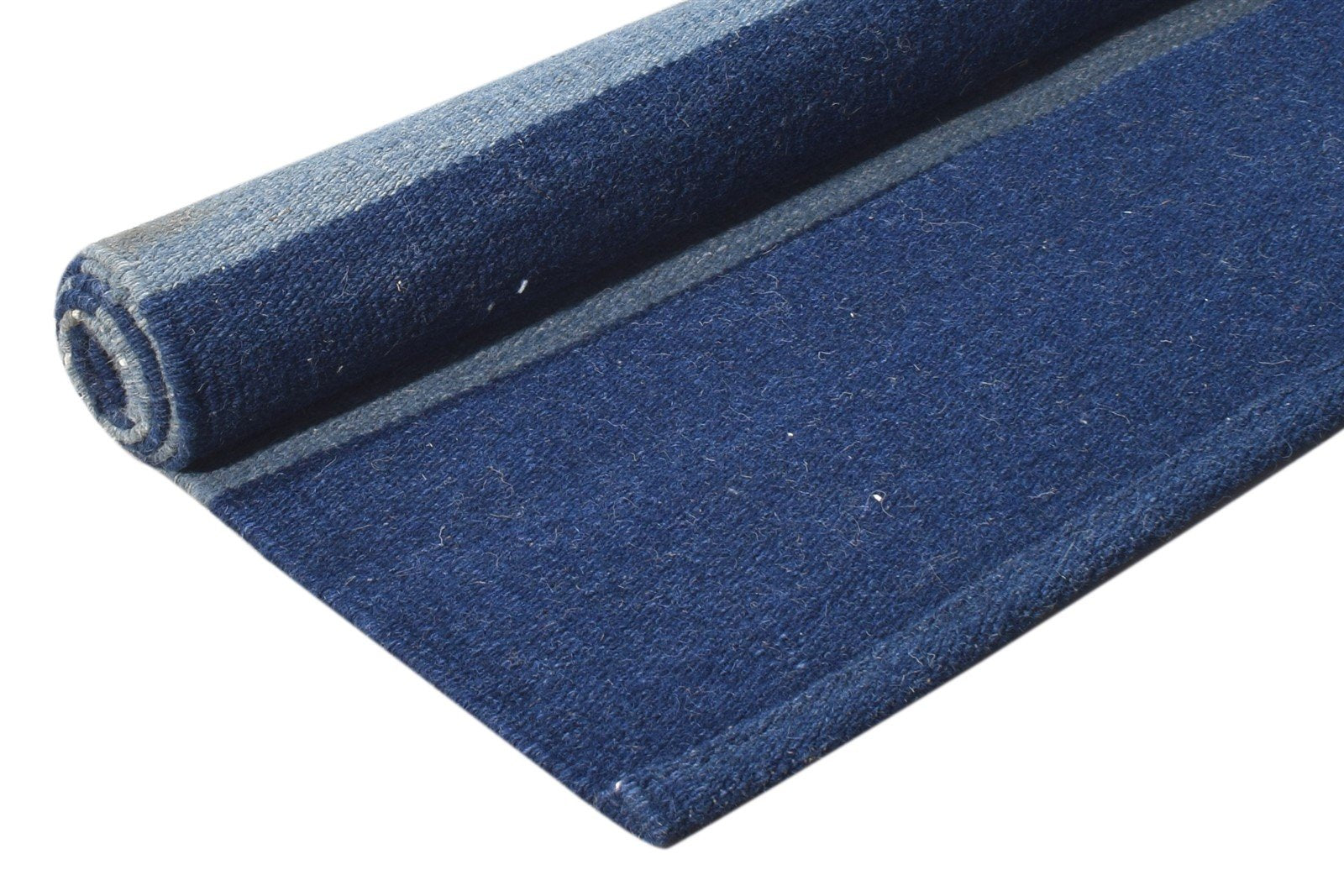 Blue Wool Rug 3' X 5' Modern Dhurrie Scandinavian Striped Room Size Carpet 