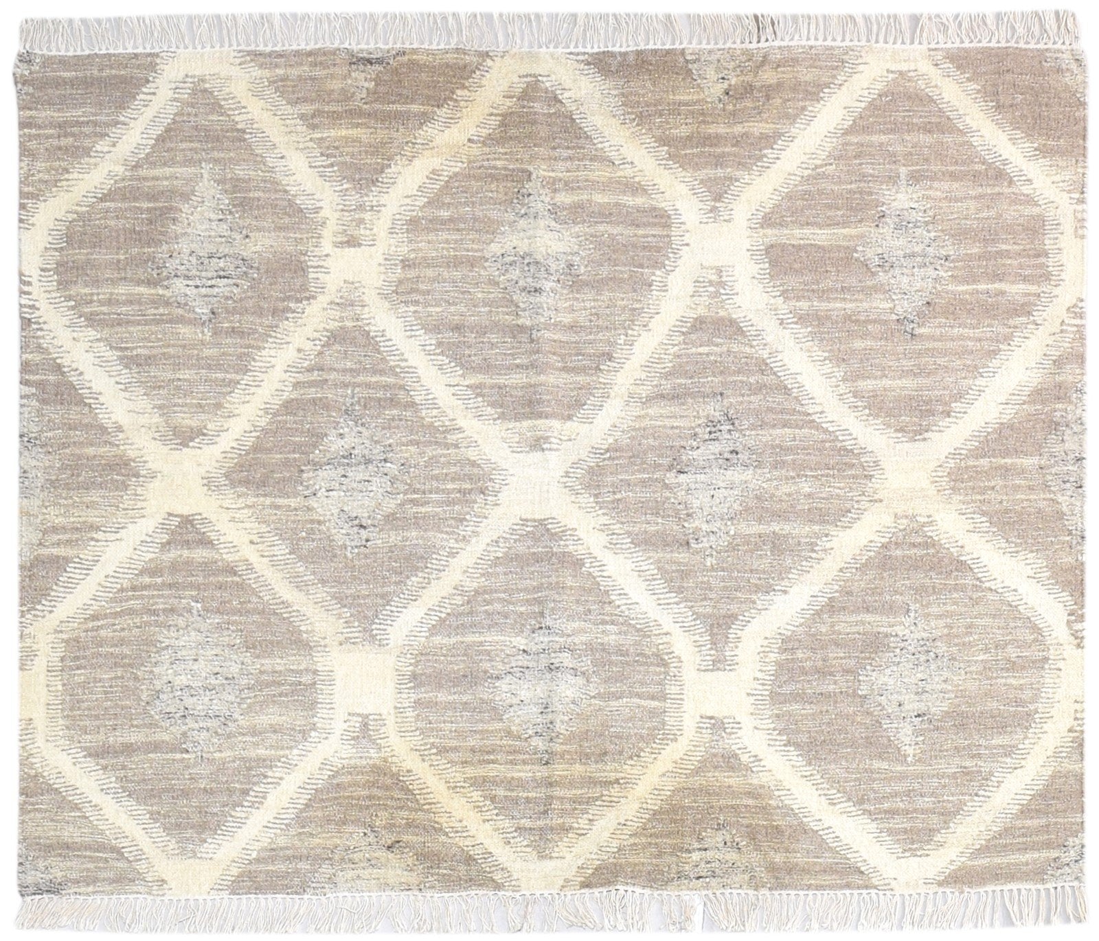 5' X 4' Rug Wool Brown Modern Dhurrie Moroccan Trellis Room Size Carpet 