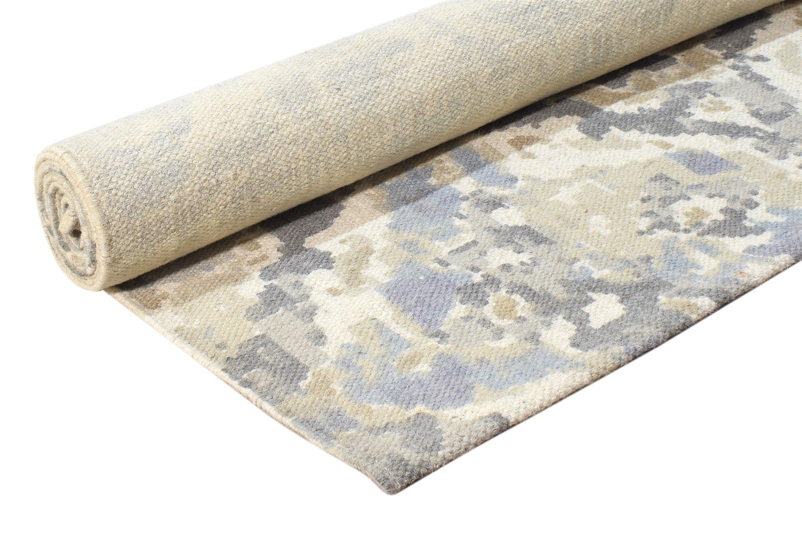 Beige Wool Rug 5' X 8' Modern Dhurrie American Abstract Room Size Carpet 