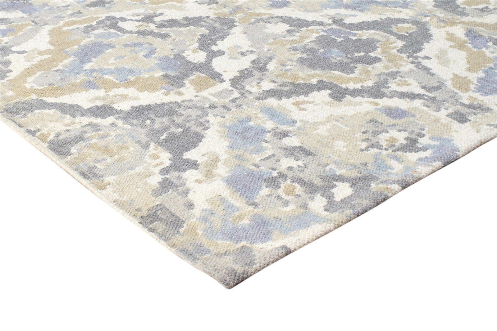 Beige Wool Rug 5' X 8' Modern Dhurrie American Abstract Room Size Carpet 