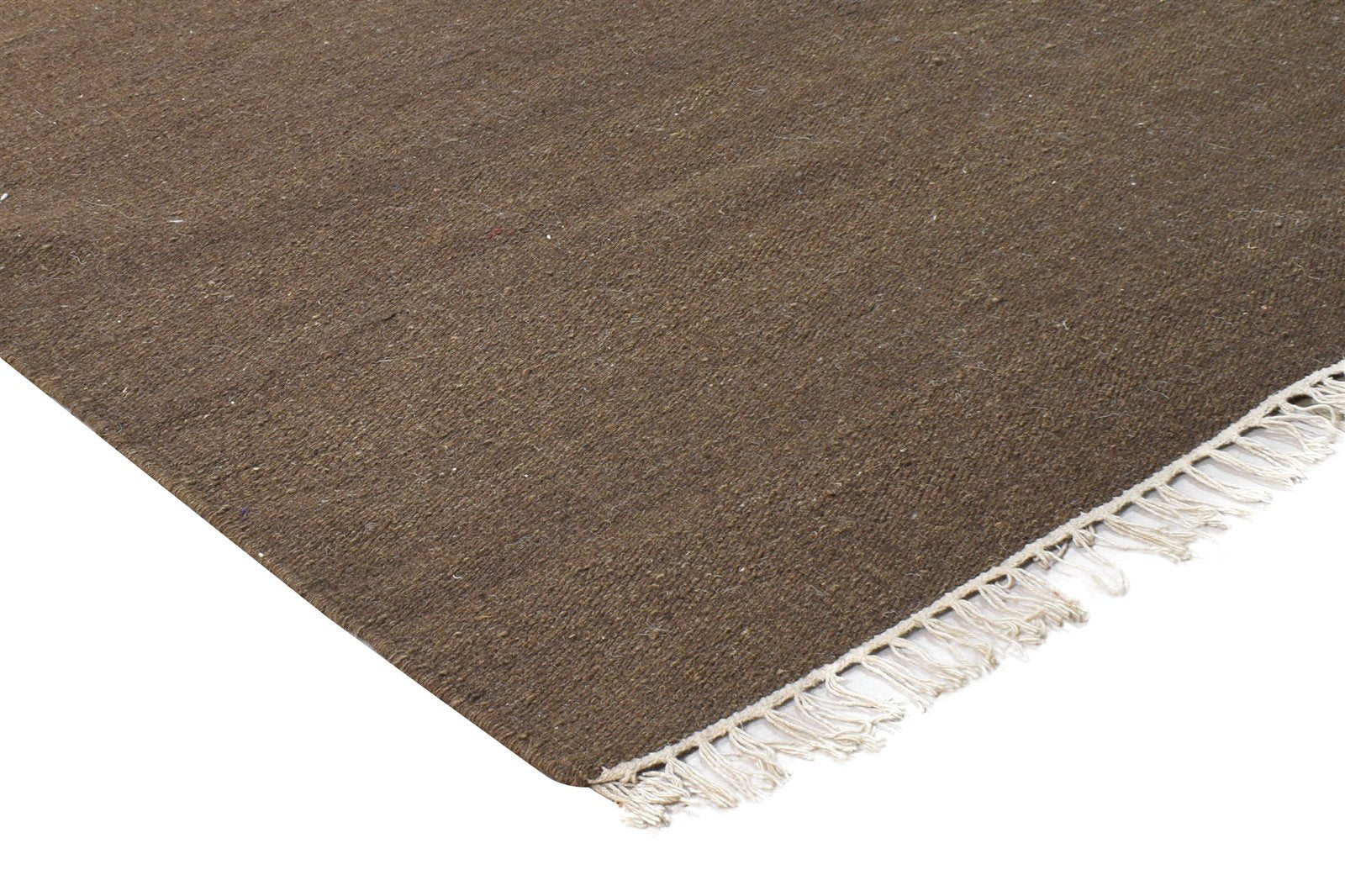 4' X 6' Rug Wool Brown Modern Dhurrie Scandinavian Solid Room Size Carpet 