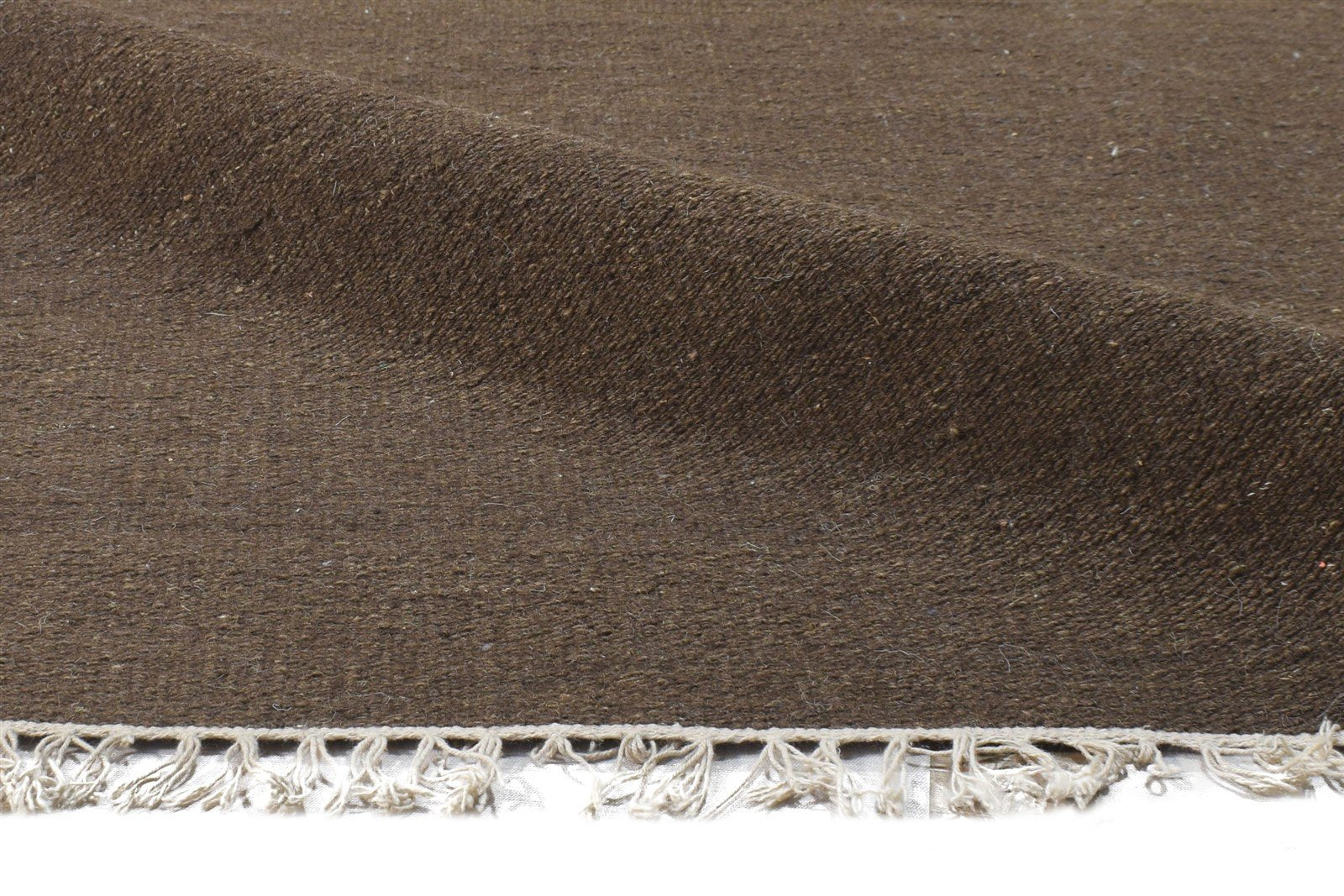 4' X 6' Rug Wool Brown Modern Dhurrie Scandinavian Solid Room Size Carpet 