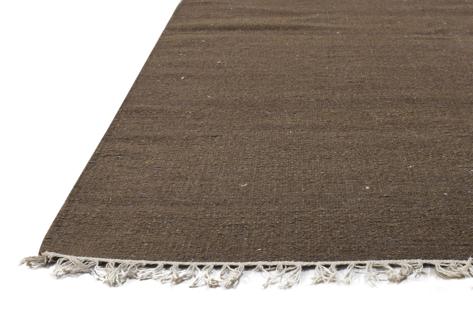 4' X 6' Rug Wool Brown Modern Dhurrie Scandinavian Solid Room Size Carpet 