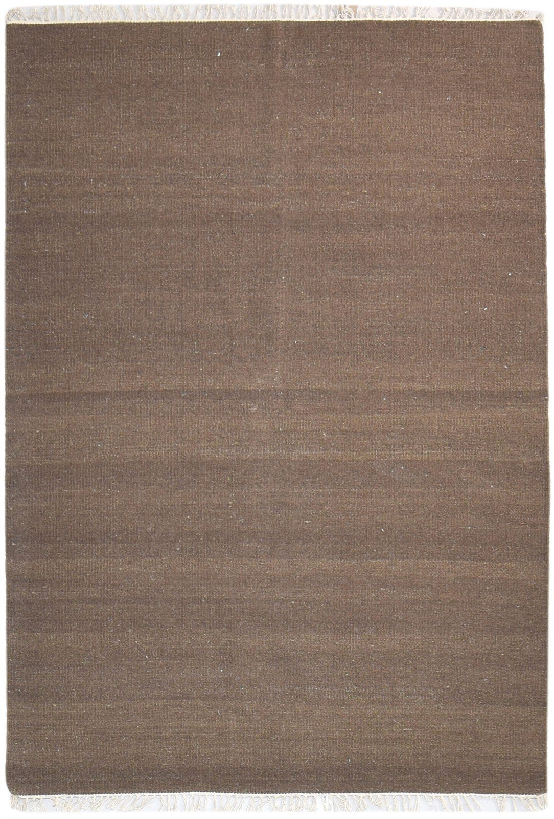 4' X 6' Rug Wool Brown Modern Dhurrie Scandinavian Solid Room Size Carpet 