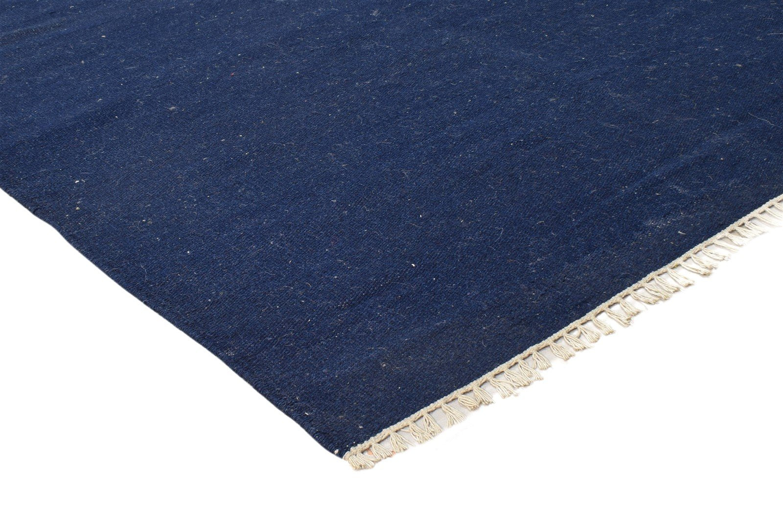 Dhurrie Blue Wool Rug 4' X 6' Modern Scandinavian Solid Room Size Carpet 