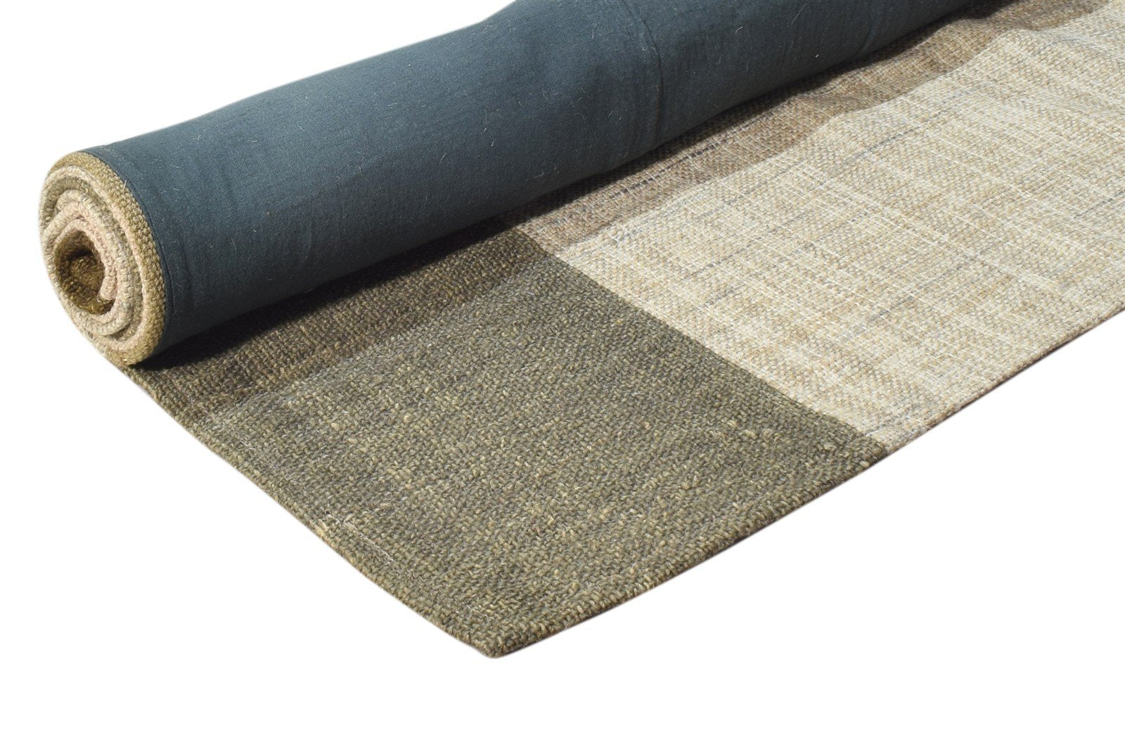 Beige Wool Rug 5' X 6' Modern Dhurrie Scandinavian Geometric Room Size Carpet 