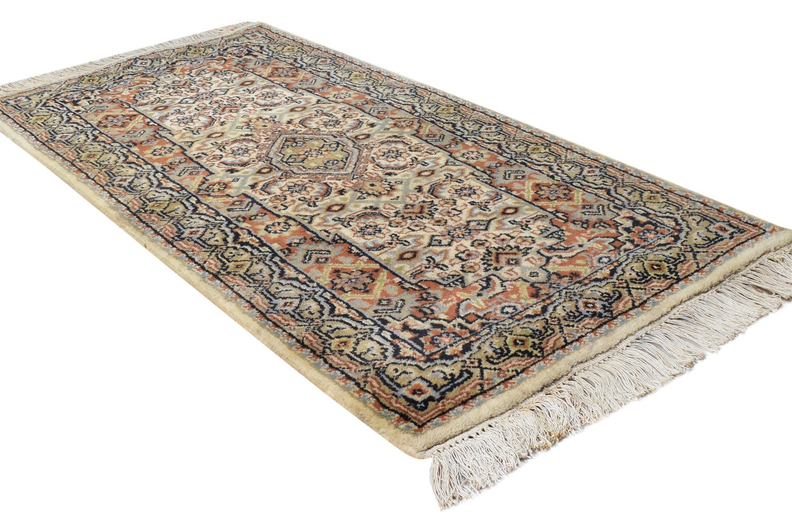 Wool Beige Rug 2' X 4' Persian Hand Knotted Serapi Oriental Small Carpet 