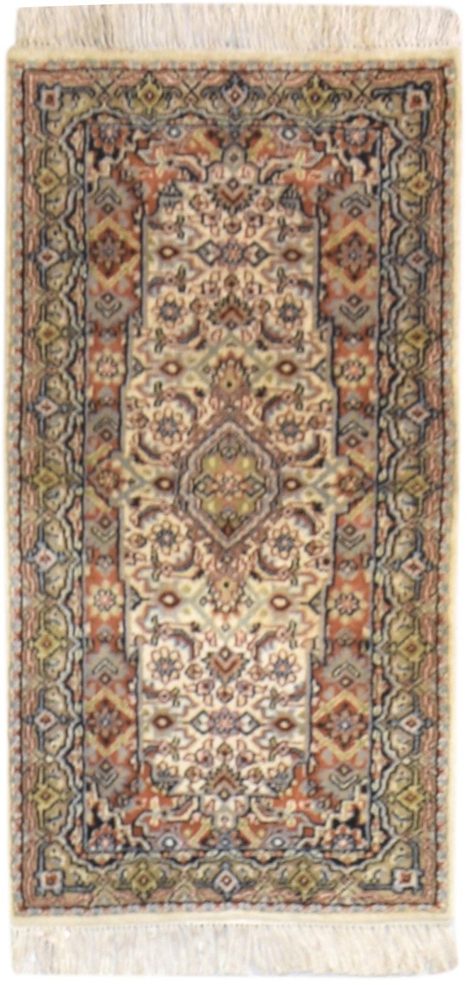 Wool Beige Rug 2' X 4' Persian Hand Knotted Serapi Oriental Small Carpet 