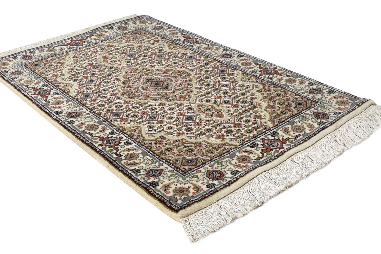 Hand Knotted Cream Wool Rug 2' X 3' Persian Tabriz Oriental Small Carpet 