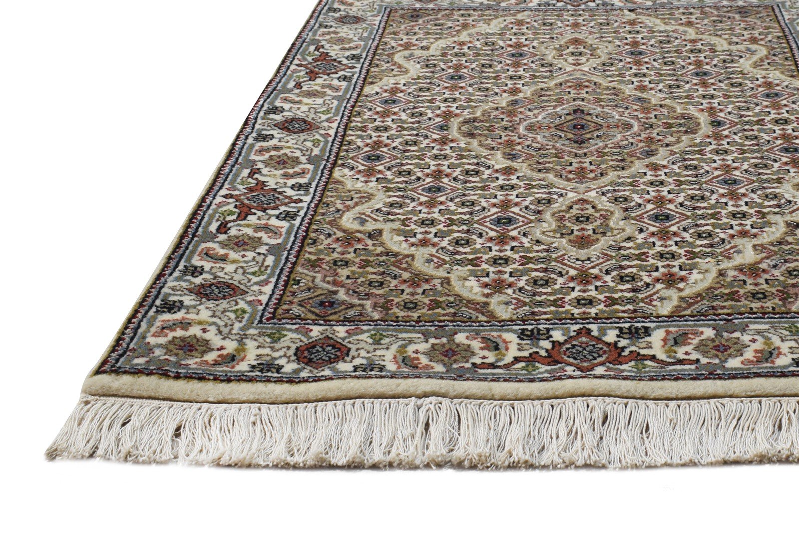 Hand Knotted Cream Wool Rug 2' X 3' Persian Tabriz Oriental Small Carpet 