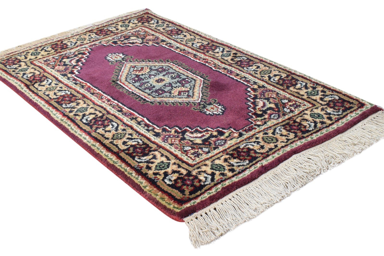 Purple Wool Rug 2' X 3' Persian Hand Knotted Oriental Medallion Small Carpet 