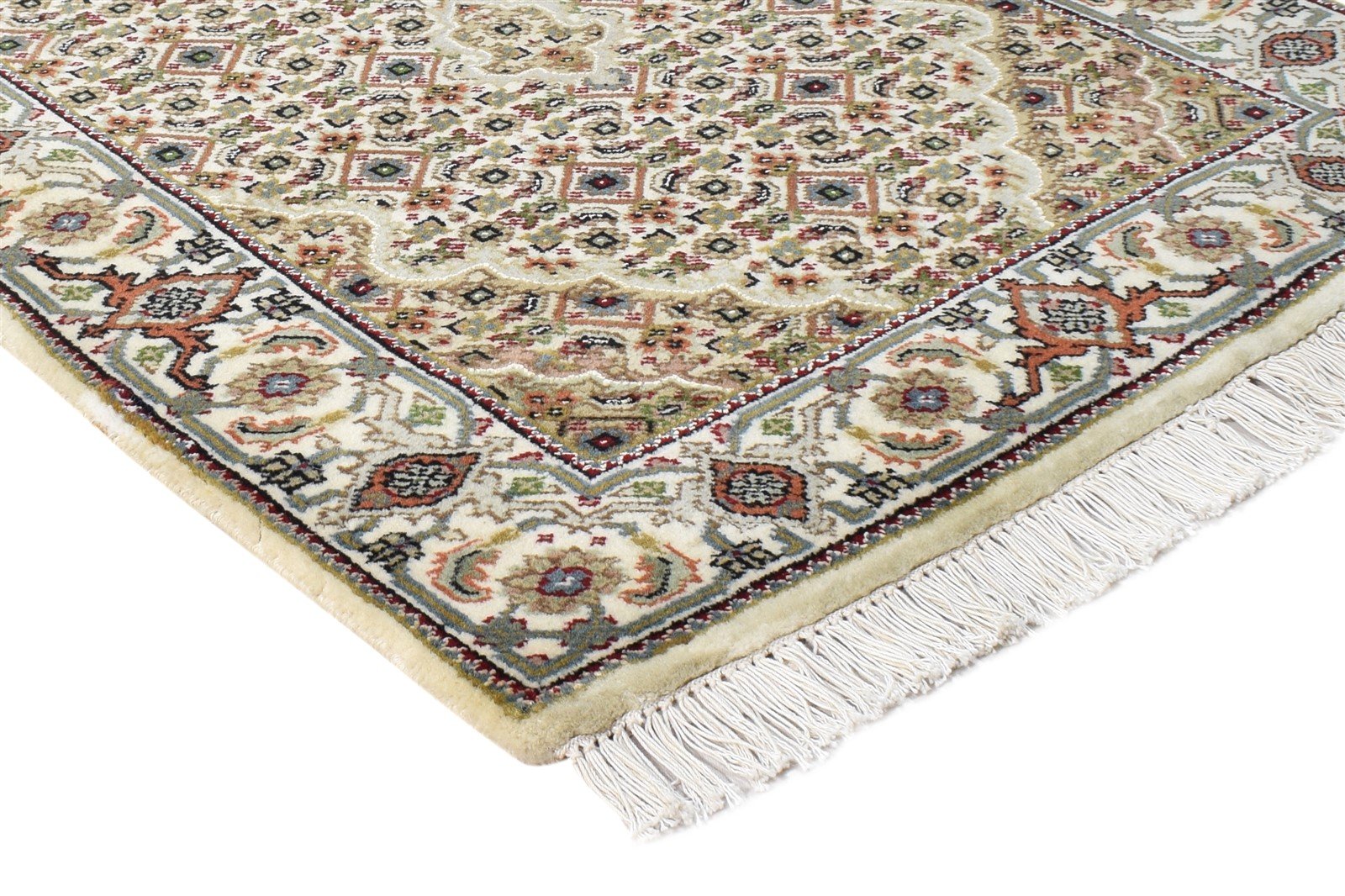 Wool Cream Rug 2'6 X 5' Persian Hand Knotted Tabriz Medallion Small Carpet 