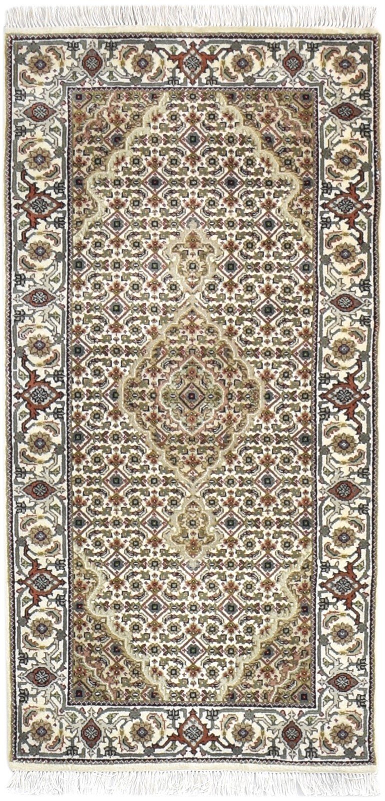 Wool Cream Rug 2'6 X 5' Persian Hand Knotted Tabriz Medallion Small Carpet 