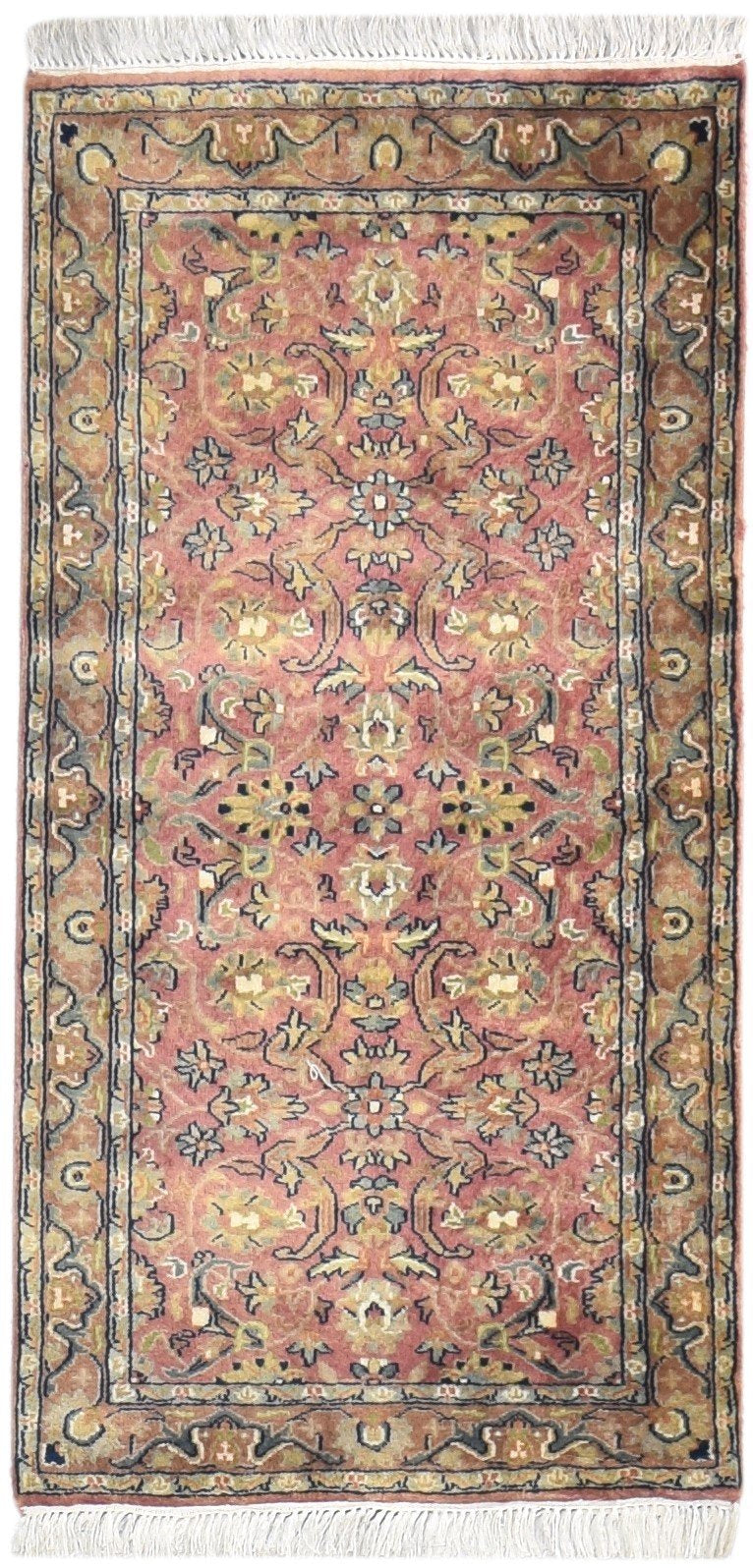 Red Wool Rug 2' X 5' Persian Hand Knotted Bijar Oriental Small Carpet 