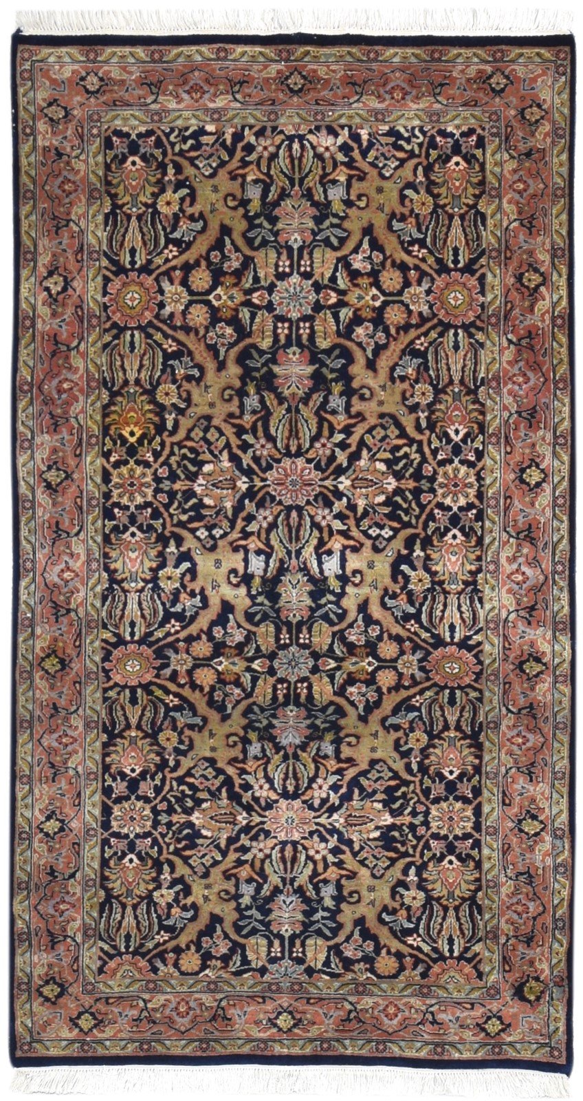 Hand Knotted Navy Blue Wool Rug 3' X 6' Persian Bijar Oriental Room Size Carpet 