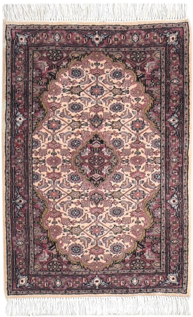 Pink Wool Rug 2' X 3' Persian Hand Knotted Tabriz Medallion Small Carpet 