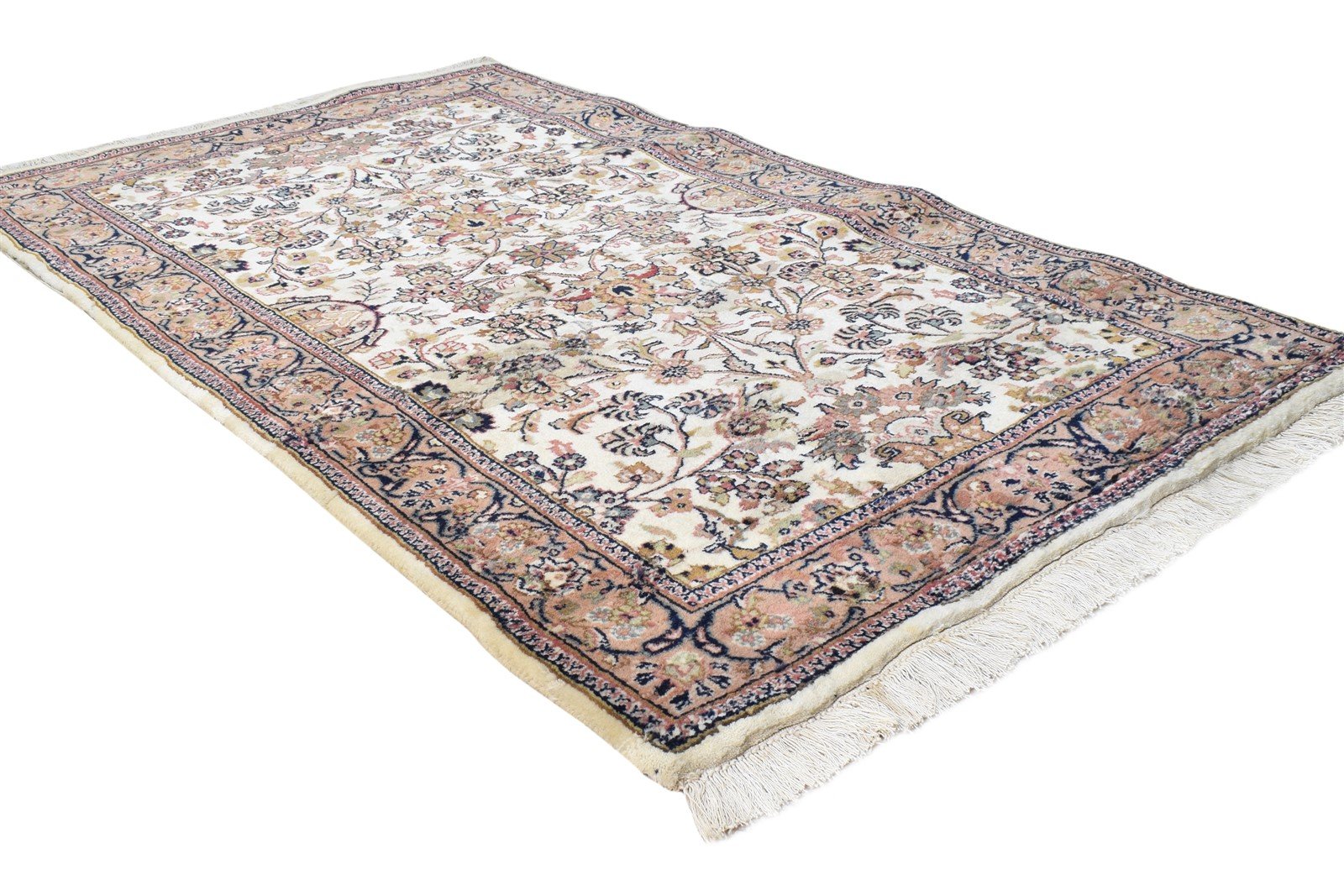 3' X 6' Rug Wool Cream Persian Hand Knotted Kashan Oriental Small Carpet 