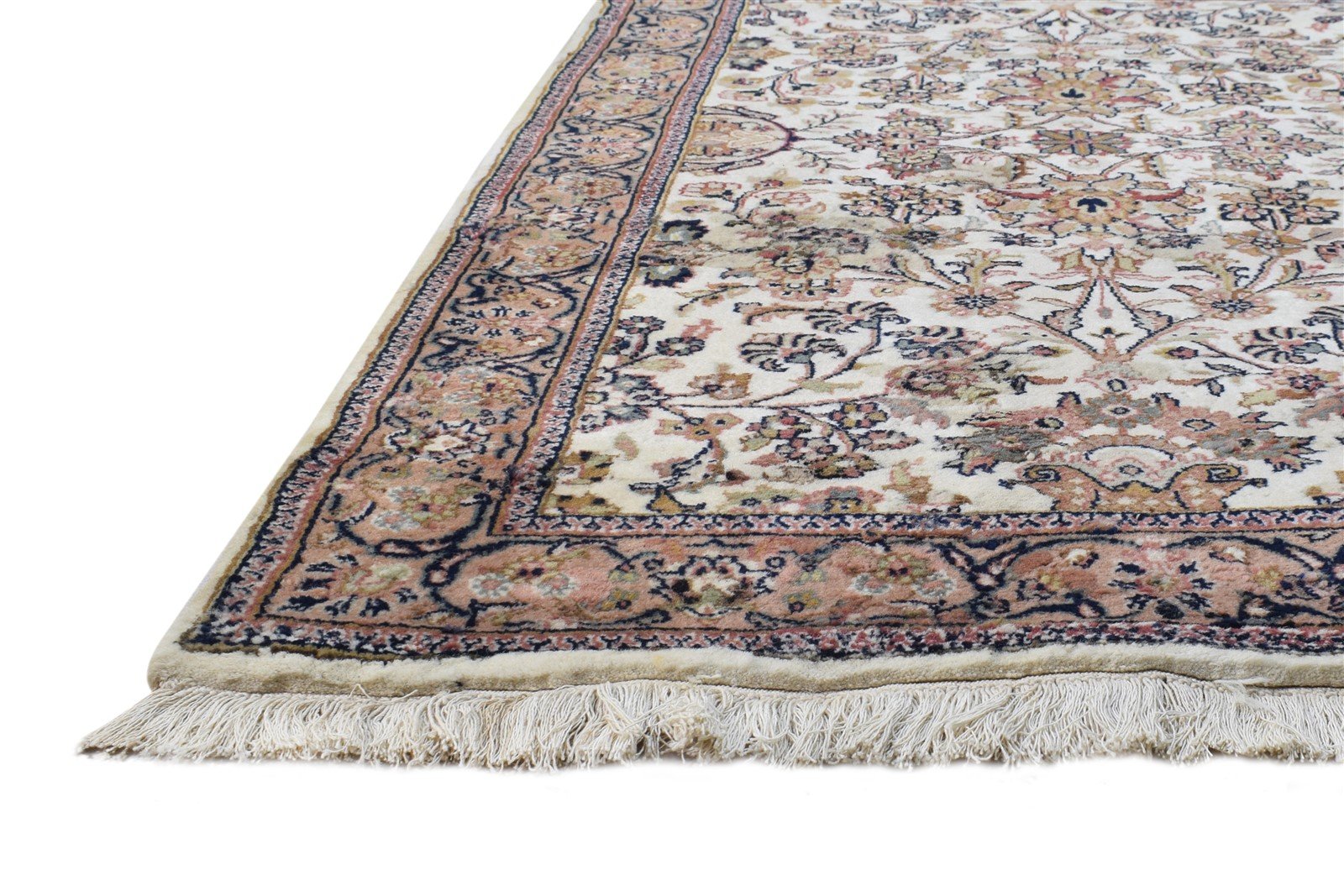 3' X 6' Rug Wool Cream Persian Hand Knotted Kashan Oriental Small Carpet 