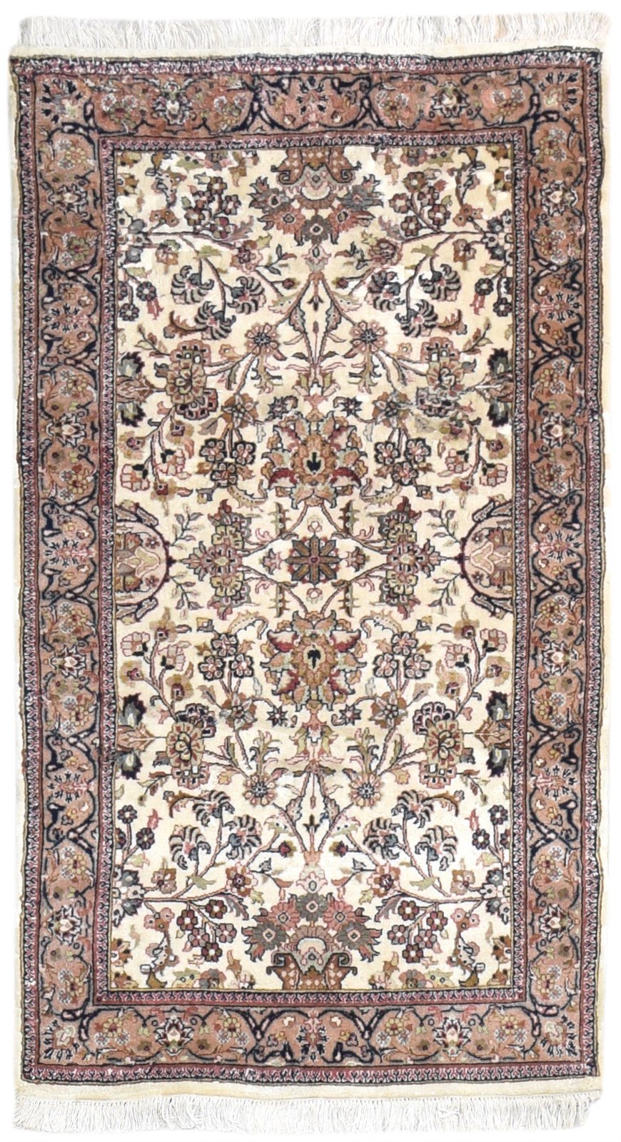 3' X 6' Rug Wool Cream Persian Hand Knotted Kashan Oriental Small Carpet 