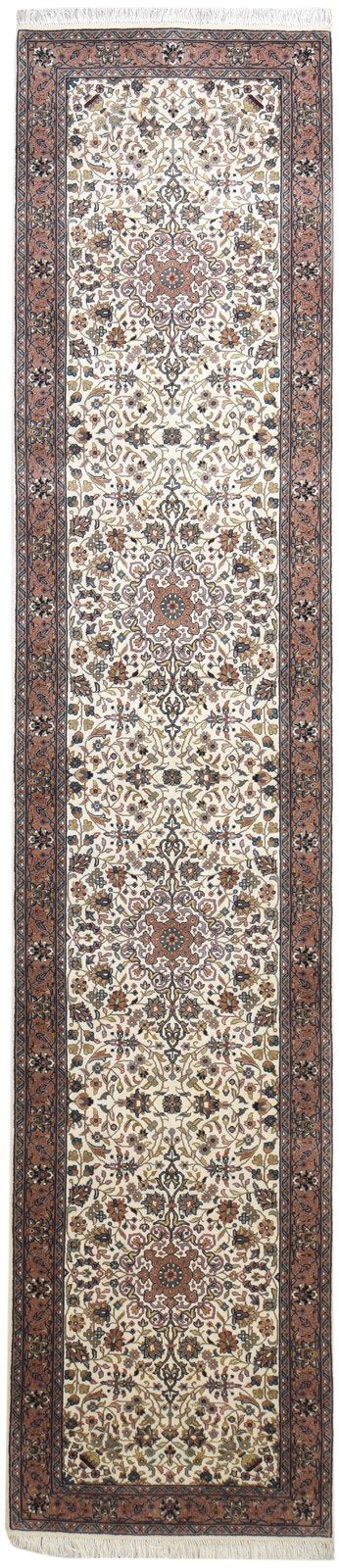 3' X 13' Rug Wool Cream Persian Hand Knotted Kashan Oriental Small Runner 