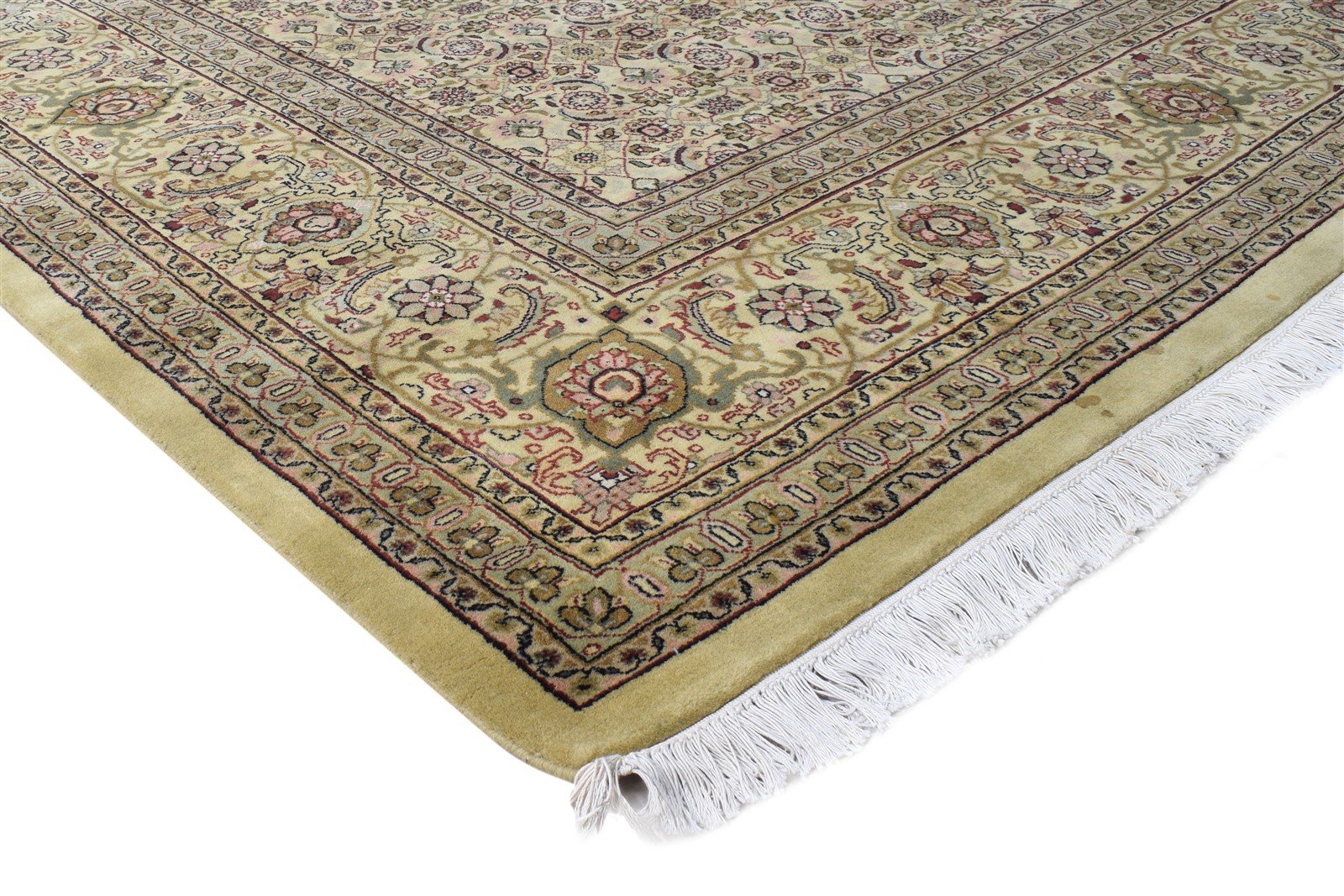 Beige Wool Rug 9' X 12' Persian Hand Knotted Tabriz Oriental Extra Large Carpet 