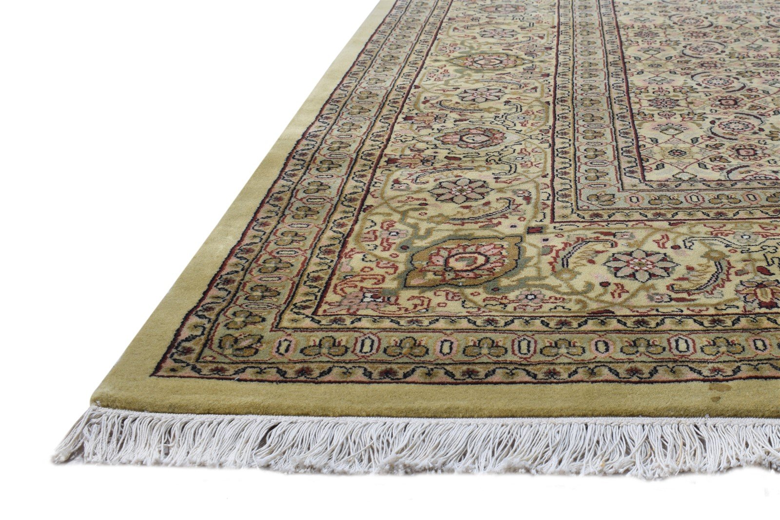 Beige Wool Rug 9' X 12' Persian Hand Knotted Tabriz Oriental Extra Large Carpet 