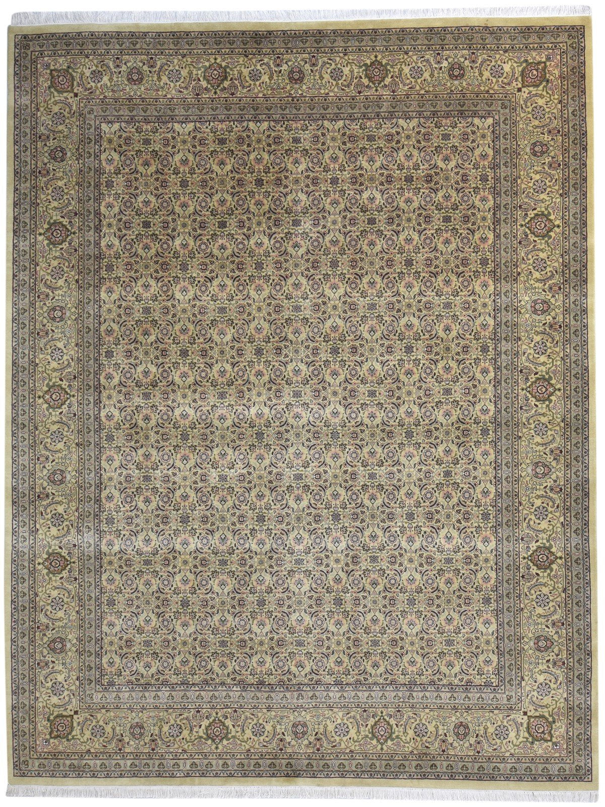 Beige Wool Rug 9' X 12' Persian Hand Knotted Tabriz Oriental Extra Large Carpet 