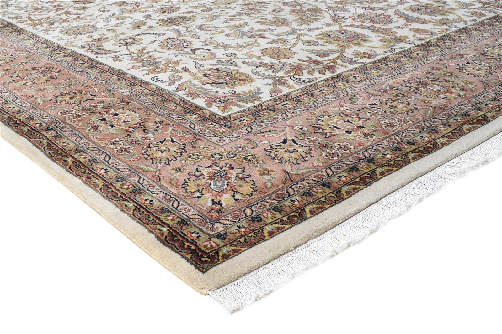 Wool Cream Rug 8' X 11' Persian Hand Knotted Kashan Oriental Large Carpet 