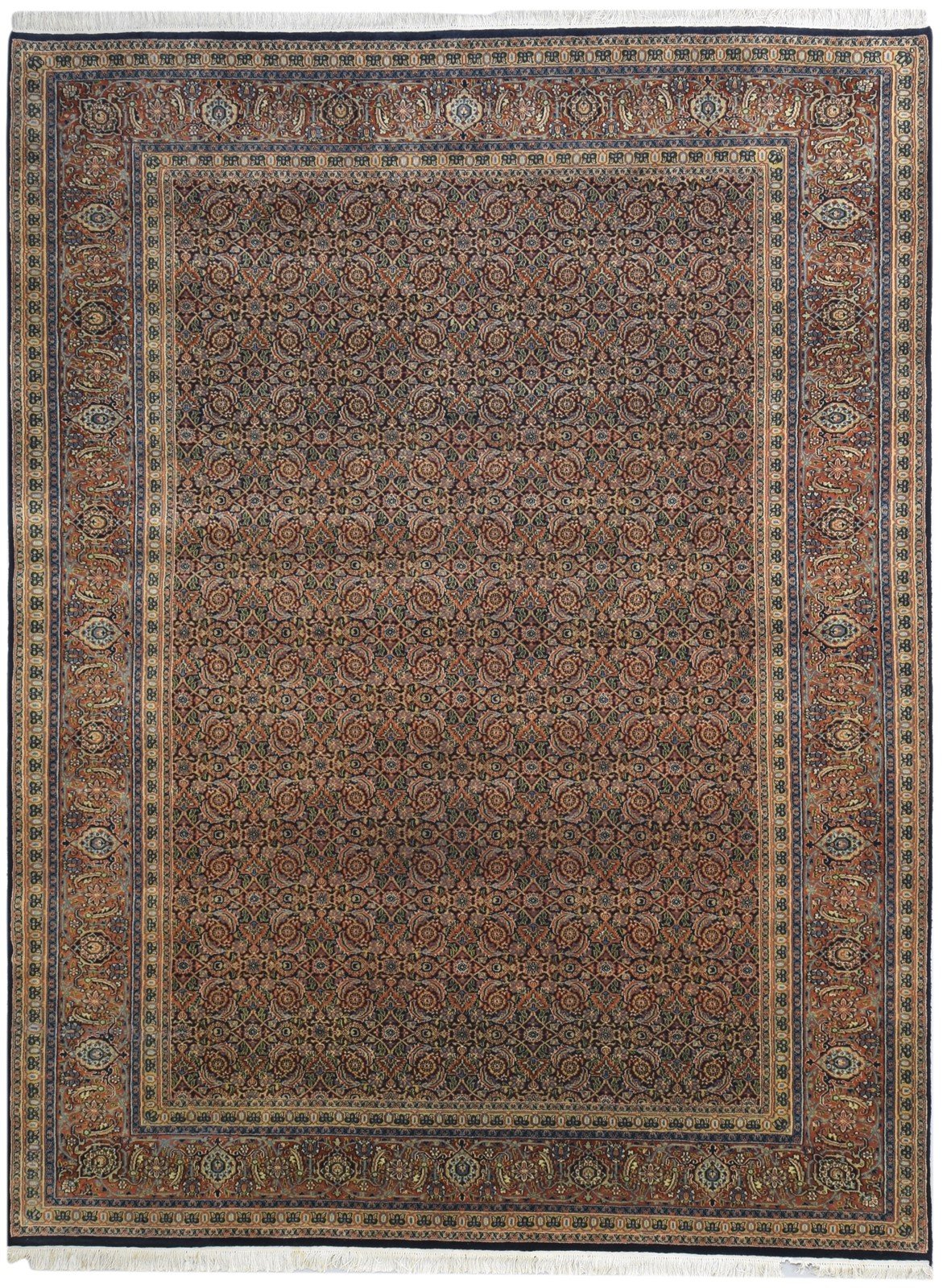 Hand Knotted Black Wool Rug 8' X 10' Persian Bijar Oriental Large Carpet 