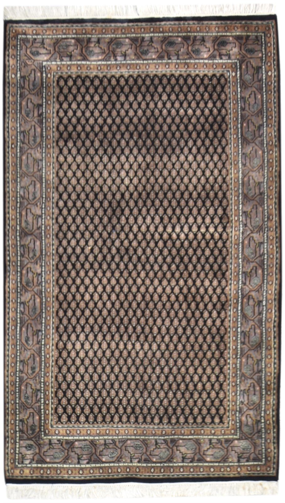 Black Wool Rug 3' X 5' Persian Hand Knotted Qum Oriental Room Size Carpet 