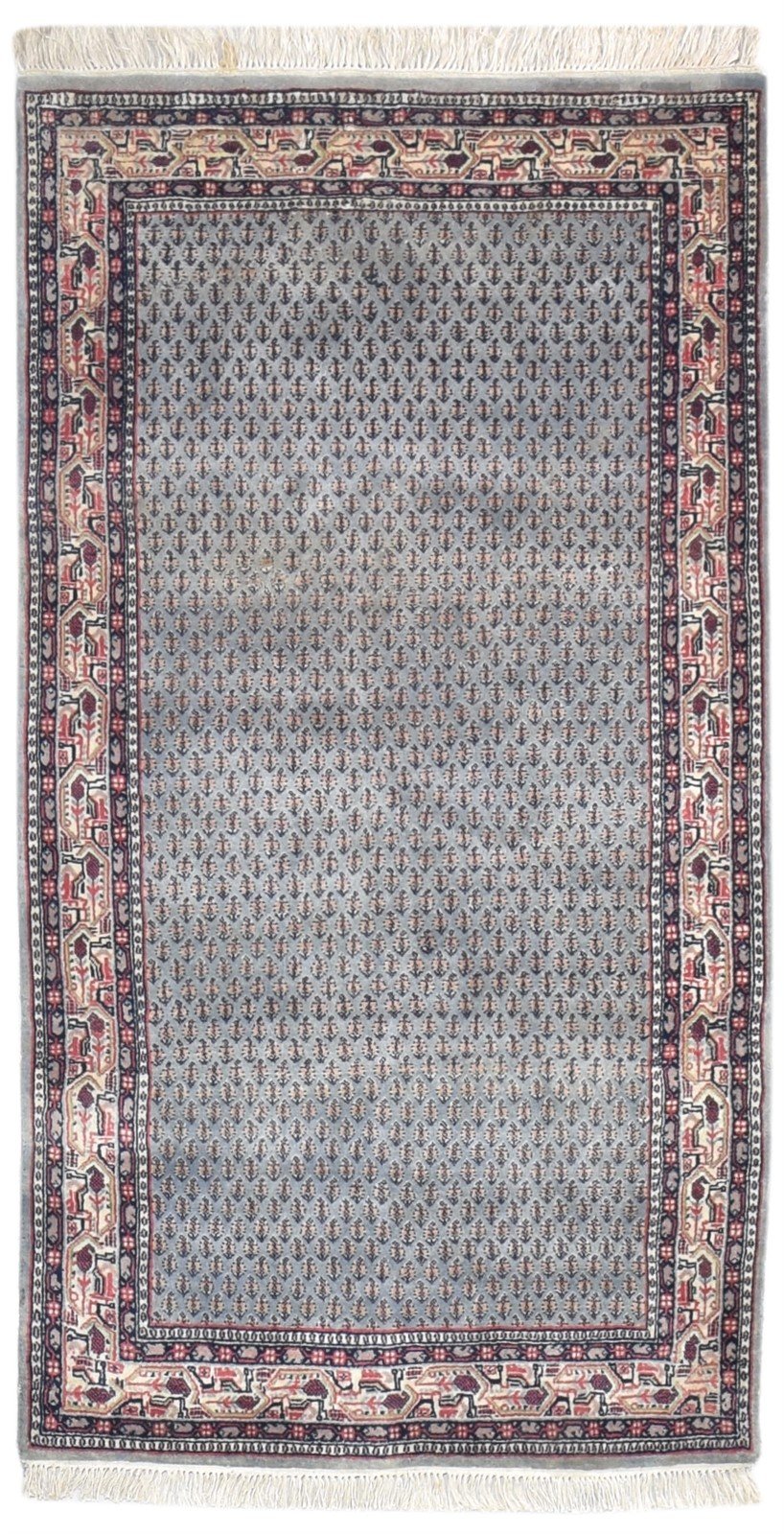 Wool Grey Rug 3' X 5' Persian Hand Knotted Qum Oriental Small Carpet 