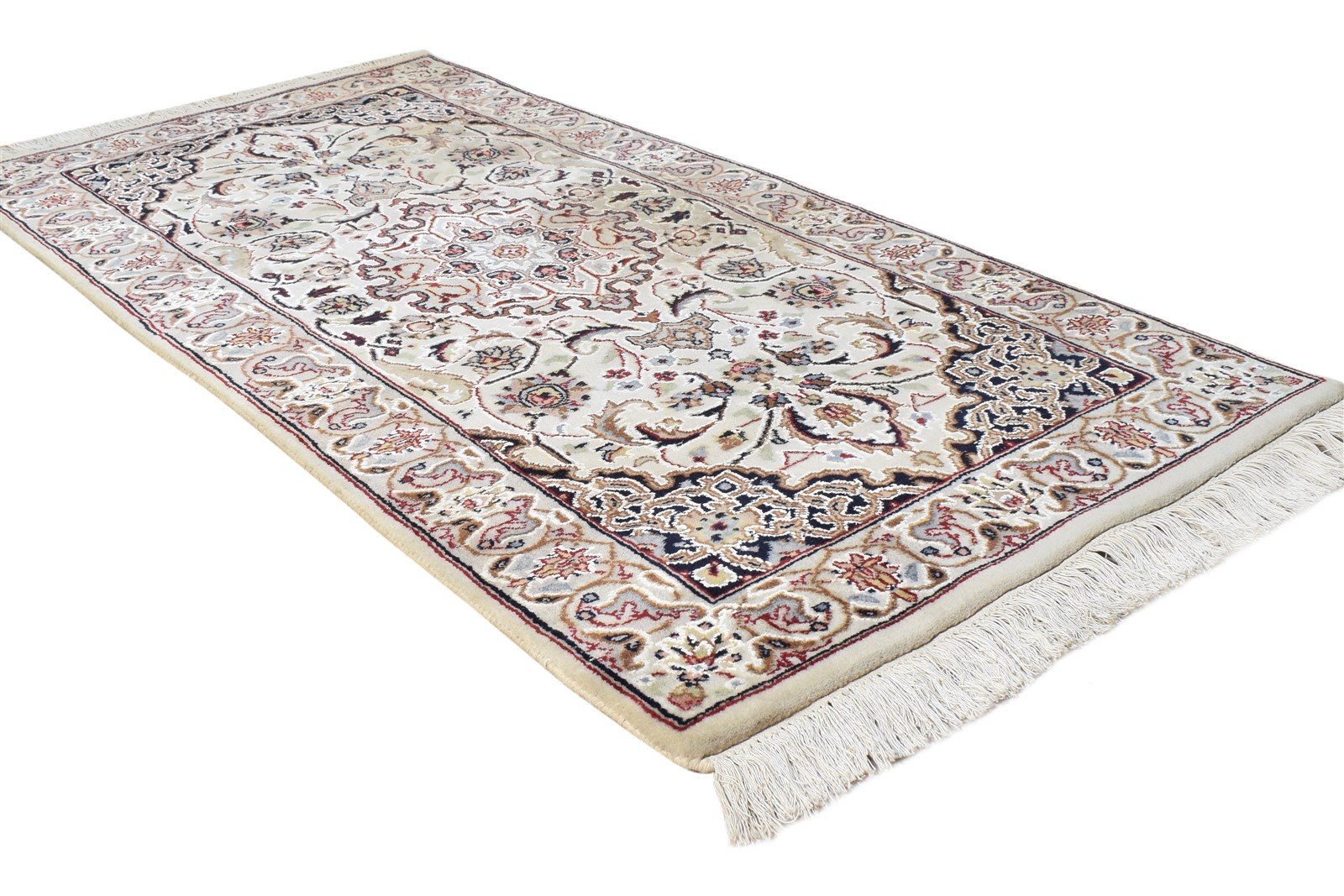 2'6 X 5' Rug Wool Cream Persian Hand Knotted Nain Oriental Small Carpet 